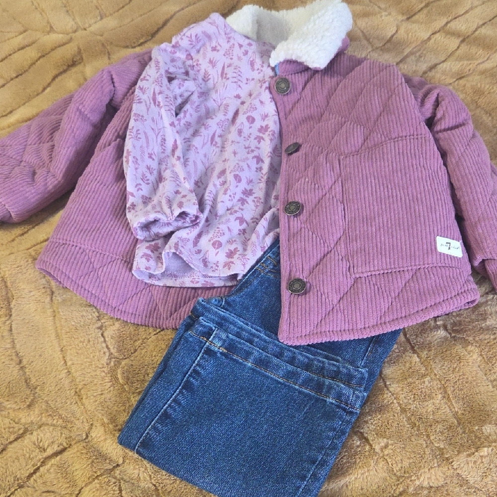 Cozy Kids Quilted Jacket with Floral Shirt
